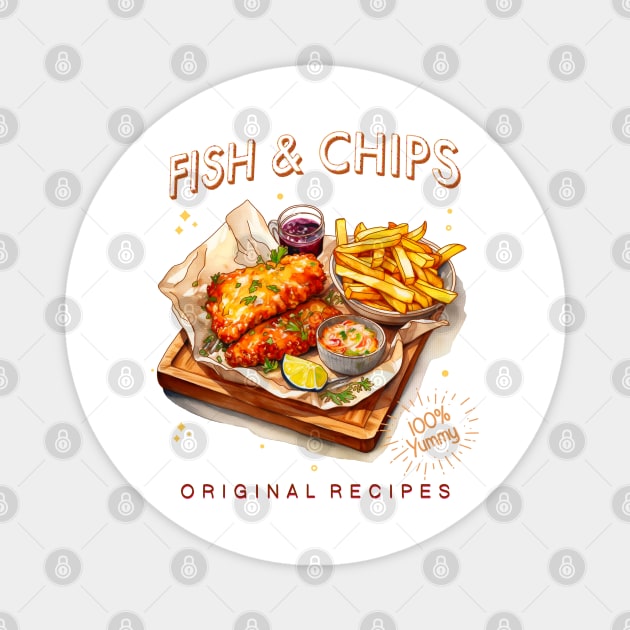 Fish and Chips Magnet by Almasha